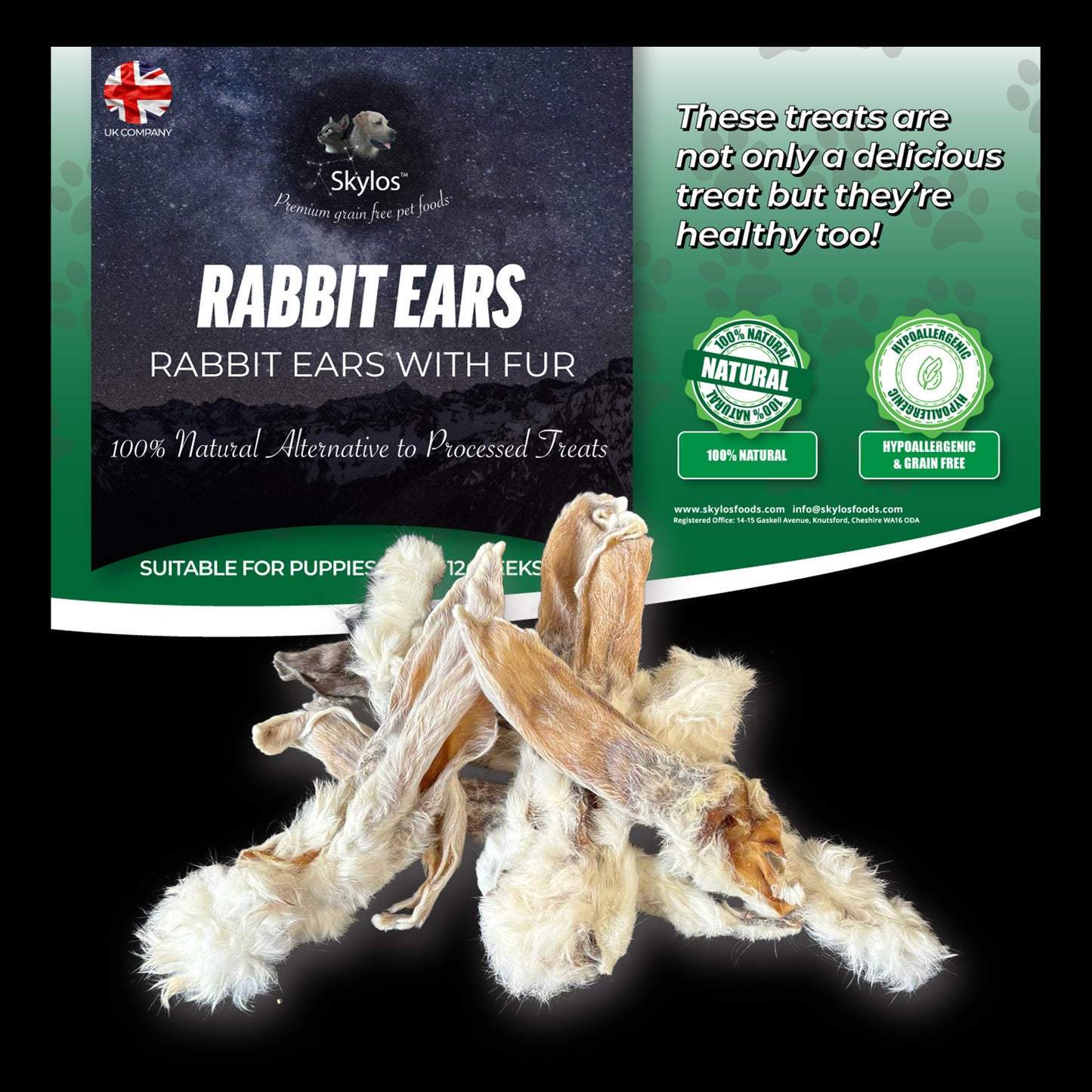 Rabbit Ears with hair 100g Special offer & £1.99 delivery