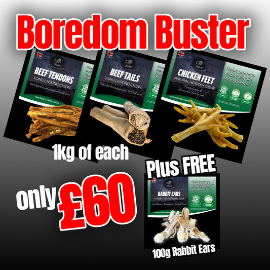 Boredom Buster - 1kg Beef Tendons, Beef Tails and Chicken Feet