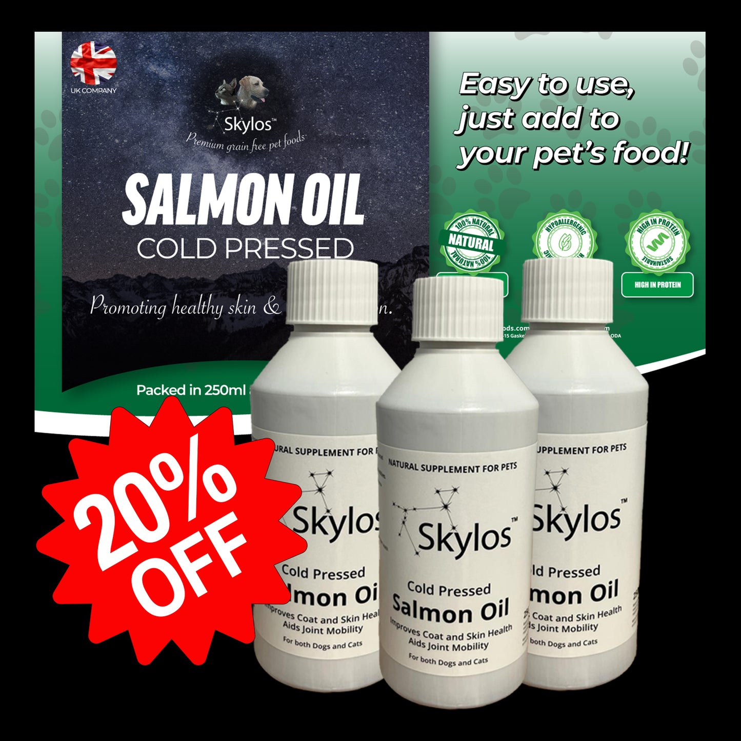 250 ml "Cold Pressed" Salmon Oil 20% Off Limited Time Offer